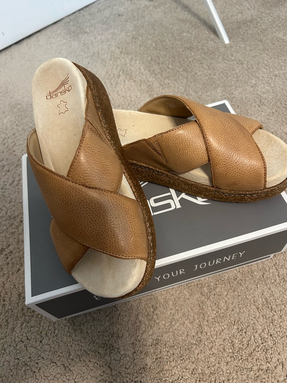 Dansko Brown Bridget Leather Slide Sandals